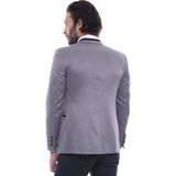 Wessi Erkek Çapraz Biye Detaylı Slim Fit Ceket - Gri - 44