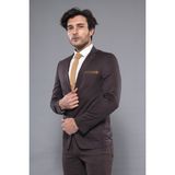 Wessi Erkek Çift Yırtmaç Iki Düğme Slim Fit Ceket - Kahverengi - 50