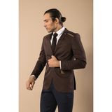 Wessi Erkek Çift Yırtmaç Omuz Parçalı Slim Fit Ceket - Kahverengi - 48