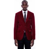Wessi Erkek Çift Yırtmaç Sivri Yaka Slim Fit Ceket - Bordo - 44