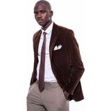 Wessi Erkek Çift Yırtmaç Sivri Yaka Slim Fit Ceket - Kahverengi - 44