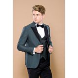 Wessi Erkek Çıkma Yaka Garnili Yelekli Slim Fit Damatlık - 48 - 6 Drop - Yeşil