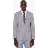 Wessi Erkek Çizgili Ceket Pantolon Düz Slim Fit Takım Elbise - 56 - 6 Drop - Gri