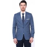 Wessi Erkek Çizgili Slim Fit Ceket - Açık Mavi - 48