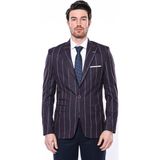 Wessi Erkek Çizgili Slim Fit Ceket - Bordo - 54