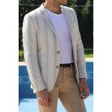 Wessi Erkek Çizgili Slim Fit Spor Ceket - Taba - 52