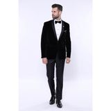 Wessi Erkek Düz Şal Yaka Velvet Slim Fit Ceket - Açık Gri - 58