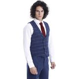 Wessi Erkek Düz Yaka Slim Fit Yelek Pantolon Takım - Açık Mavi - 52