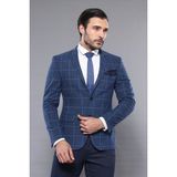 Wessi Erkek Ekose Desenli Acun Yaka Slim Fit Ceket - Kahverengi - 48