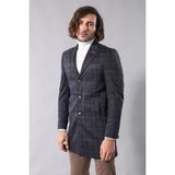 Wessi Erkek Ekose Desenli Kaşe Kumaş Slim Fit Kısa Palto - Kahverengi - 56