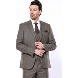 Wessi Erkek Ekose Desenli Sivri Yaka Slim Fit Ceket - Gri - 48