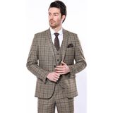Wessi Erkek Ekose Desenli Sivri Yaka Slim Fit Ceket - Kahverengi - 46