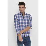 Wessi Erkek Ekose Desenli Slim Fit Gömlek - Mavi