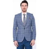 Wessi Erkek Ekose Desenli Slim Fit Tek Düğme Ceket - Açık Mavi - 50