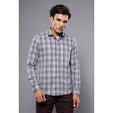 Wessi Erkek Ekose Desenli Uzun Kollu Slim Fit Gömlek - Lacivert