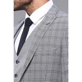 Wessi Erkek Ekose Yelekli Spor Takım Elbise - 52 - 6 Drop - İndigo