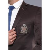 Wessi Erkek Göğüs Armalı Slim Fit Ceket - Kahverengi - 48