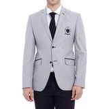 Wessi Erkek Göğüs Nakış Modelli Slim Fit Ceket - Gri - 44