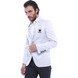 Wessi Erkek Göğüs Nakış Modelli Slim Fit Ceket - Gümüş - 54
