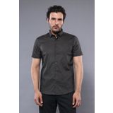 Wessi Erkek Haki Slim Fit Kısa Kollu Desenli Pamuk Gömlek