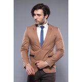 Wessi Erkek Hakim Yaka Slim Fit Ceket - Taba - 52