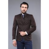 Wessi Erkek Hakim Yaka Slim Fit Cepli Düğmeli Trençkot - Kahverengi
