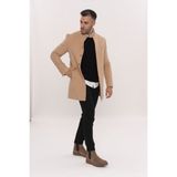 Wessi Erkek Hakim Yaka Slim Fit Uzun Kaban - Krem Rengi - 48