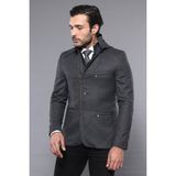 Wessi Erkek Kapüşonlu Fermuarlı Slim Fit Ceket - Kahverengi - 56