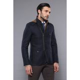 Wessi Erkek Kapüşonlu Fermuarlı Slim Fit Ceket - Lacivert - 48