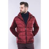 Wessi Erkek Kapüşonlu Kapitone Slim Fit Kaban - Bordo - 54