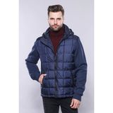 Wessi Erkek Kapüşonlu Kapitone Slim Fit Kaban - Koyu Mavi - 56