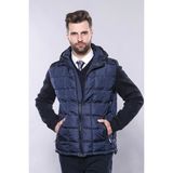Wessi Erkek Kapüşonlu Kapitone Slim Fit Kaban - Lacivert - 54