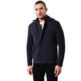 Wessi Erkek Kapüşonlu Kol Fermuarlı Slim Fit Kaban - Lacivert - 52
