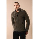 Wessi Erkek Kapüşonlu Kol Fermuarlı Slim Fit Kaban - Yeşil - 48