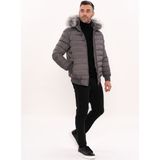 Wessi Erkek Kapüşonlu Slim Fit Şişme Mont - Gri - 52