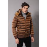 Wessi Erkek Kapüşonlu Slim Fit Şişme Mont - Taba - 46