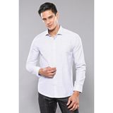 Wessi Erkek Kare Desen Uzun Kollu Slim Fit Gömlek - 2XL - Buz Mavi