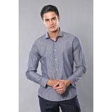 Wessi Erkek Kare Desen Uzun Kollu Slim Fit Gömlek - Gri