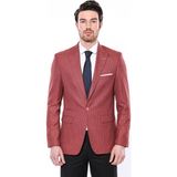 Wessi Erkek Kendinden Desenli Sivri Yaka Slim Fit Ceket - Bordo - 52