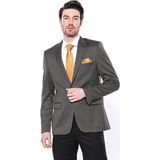 Wessi Erkek Kendinden Desenli Sivri Yaka Slim Fit Ceket - Kahverengi - 50