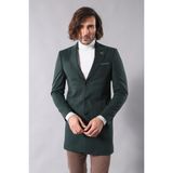 Wessi Erkek Kısa Palto Uzun Kol Düğmeli Slim Fit Kaşe Kumaş Modern Tasarım - Yeşil - 52