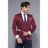Wessi Erkek Kol Ağzı Parçalı Slim Fit Ceket - Bordo - 50