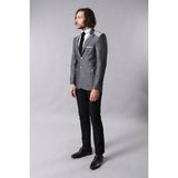 Wessi Erkek Omuz Desenli Sivri Yaka Slim Fit Ceket - Antrasit - 52