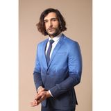 Wessi Erkek Pamuk Gazi Dikişli Slim Fit Ceket - Açık Mavi - 52