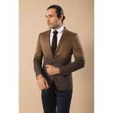 Wessi Erkek Pamuk Gazi Dikişli Slim Fit Ceket - Taba - 46
