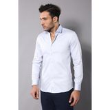 Wessi Erkek Pamuk Saten Slim Fit Gömlek - 2XL - Buz Mavi