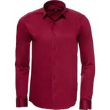 Wessi Erkek Pamuk Saten Slim Fit Gömlek - Bordo