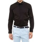 Wessi Erkek Pamuk Saten Slim Fit Gömlek - XL - Siyah