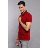 Wessi Erkek Polo Yaka Slim Fit düz Tişört - Bordo
