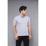 Wessi Erkek Polo Yaka Slim Fit düz Tişört - Gri Melanj